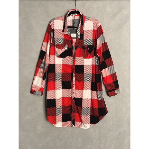 White Mark Women's Size 1XL Plaid Tunic Top in Red NEW - Picture 1 of 6
